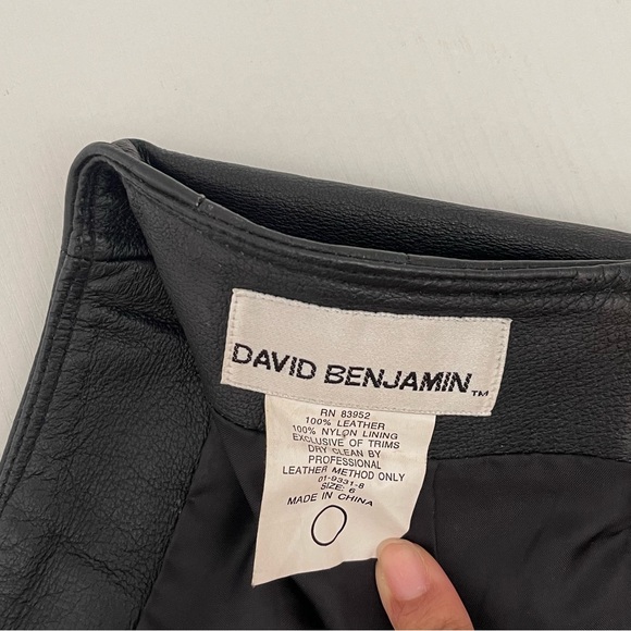 *100% Leather Vintage 80s David Benjamin Skirt - Picture 8 of 13